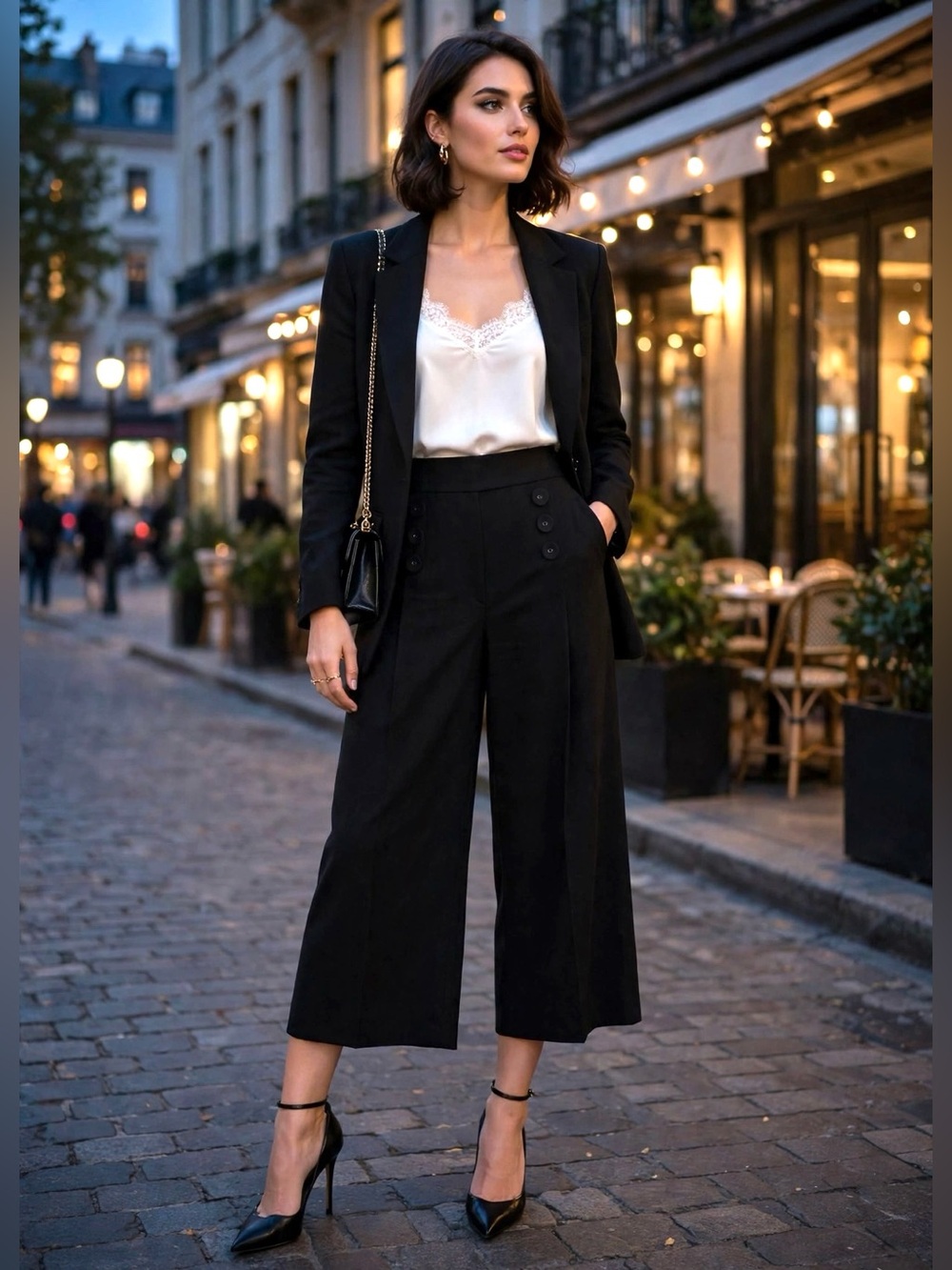 MELANIE LYNE Black Wide Leg Culottes Gaucho Pants - Size 6